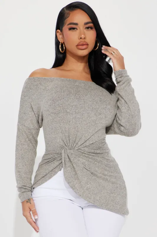 Simply Flawless Off Shoulder Top - Oatmeal sold by Fashion Nova