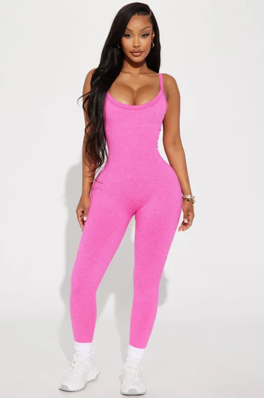 Vital Goddess Active Jumpsuit In Infinity Seamless - Neon Pink sold by Fashion Nova