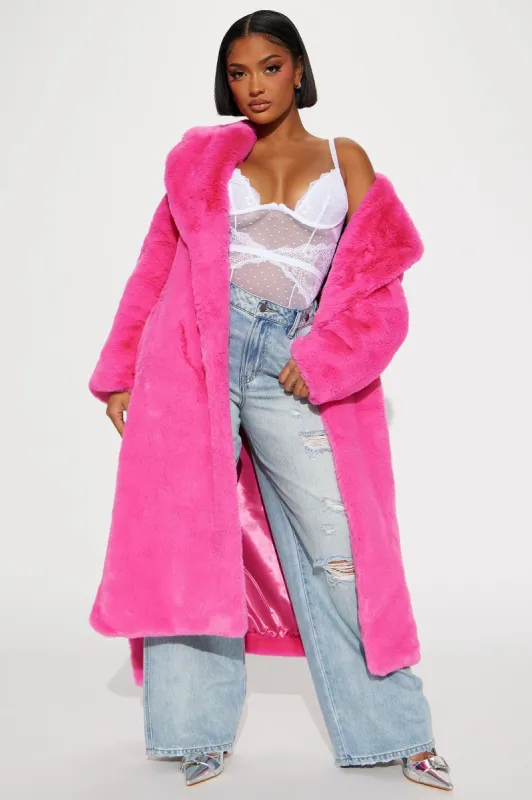 In The Spotlight Faux Fur Coat - Hot Pink sold by Fashion Nova