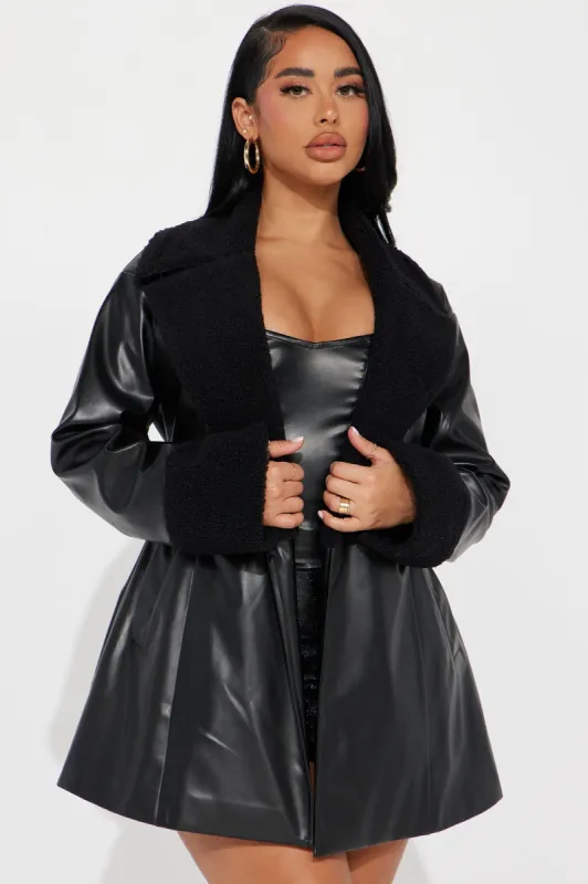 City Nights Shearling Coat - Black sold by Fashion Nova