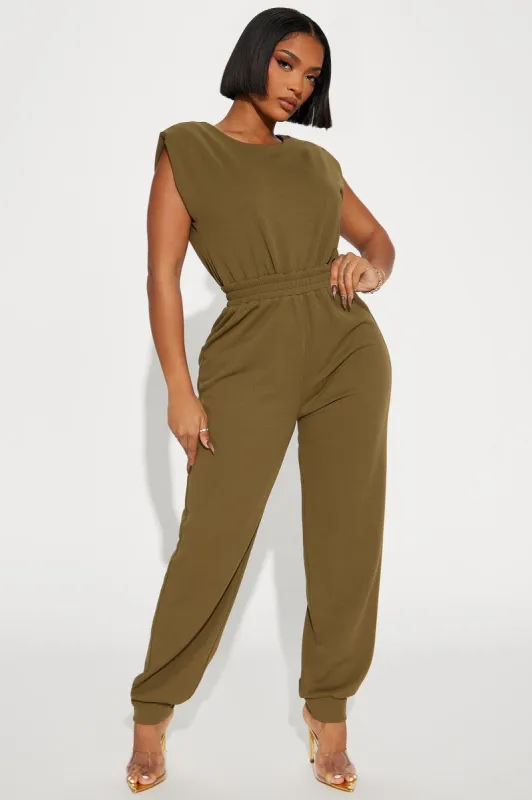 Come Back Home Jumpsuit - Olive sold by Fashion Nova