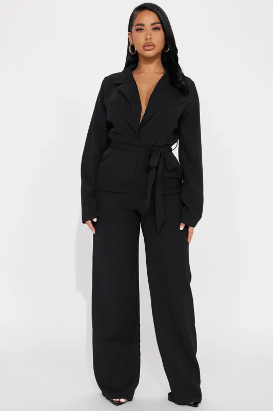 Boss Babe Jumpsuit - Black sold by Fashion Nova