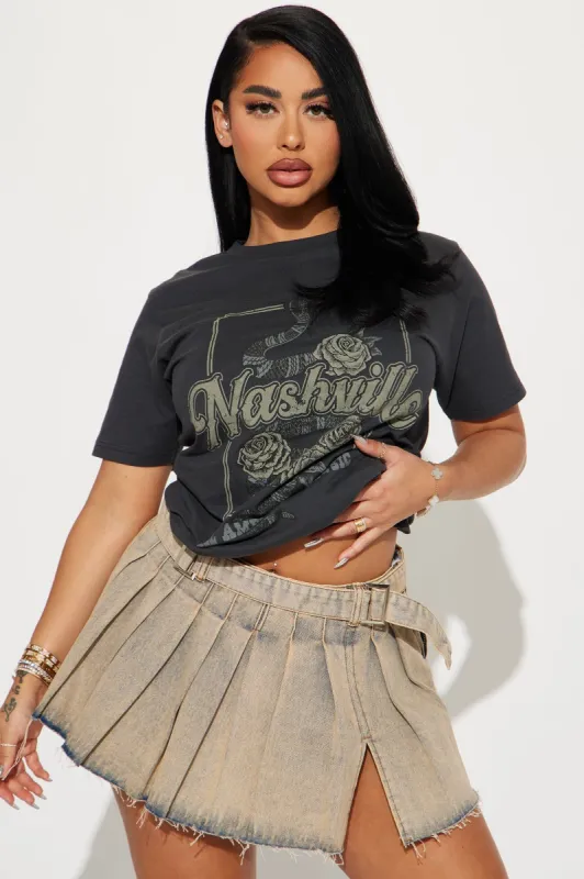 Long Live Nashville Graphic Tee - Black Wash sold by Fashion Nova