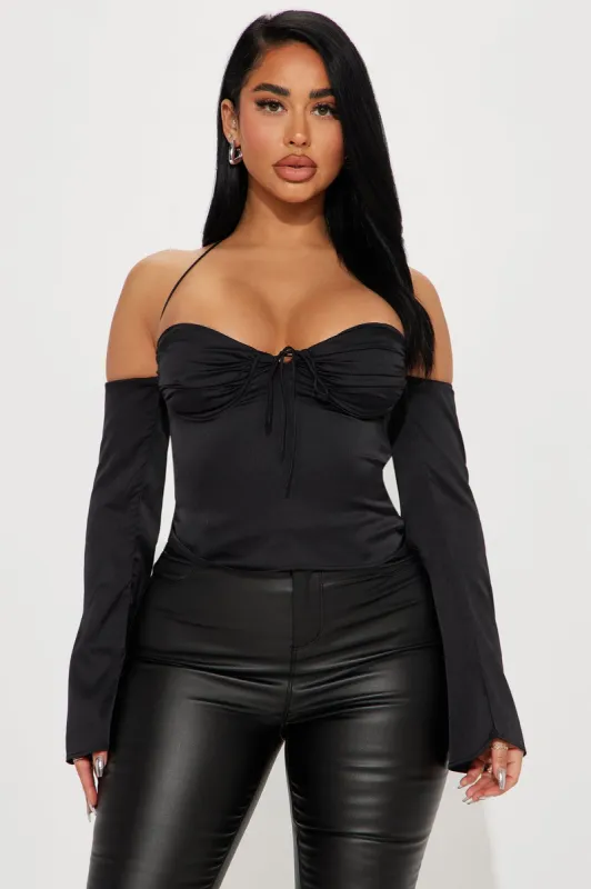 She's All That Satin Blouse Top - Black sold by Fashion Nova