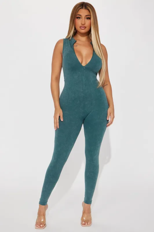 Sweat Work Active Jumpsuit - Teal sold by Fashion Nova