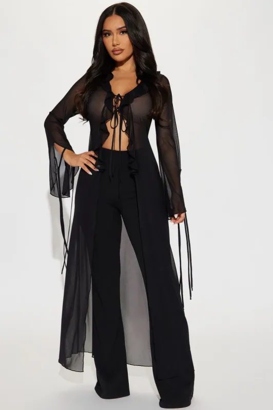 Just Like Magic Mesh Jumpsuit - Black sold by Fashion Nova