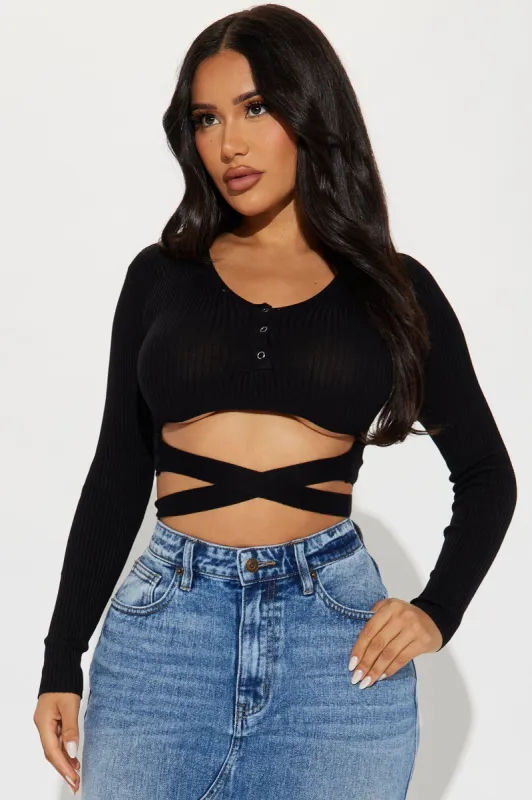 Express Your Feelings Sweater Top - Black sold by Fashion Nova