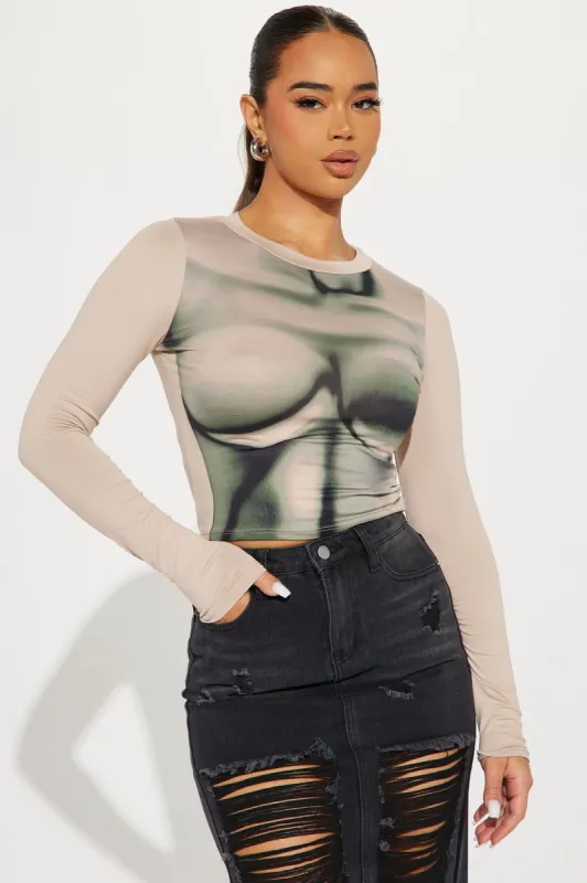 Shape Of Me Long Sleeve Top - Taupe sold by Fashion Nova