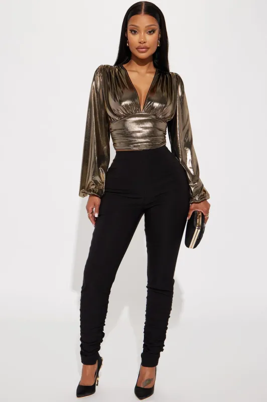 Aliana Stacked Pant - Black sold by Fashion Nova