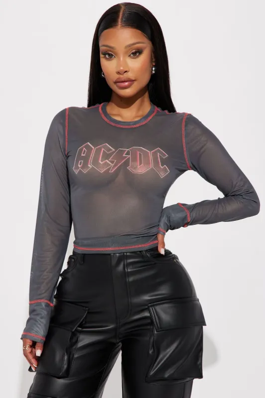 ACDC Forever Mesh Top - Charcoal sold by Fashion Nova