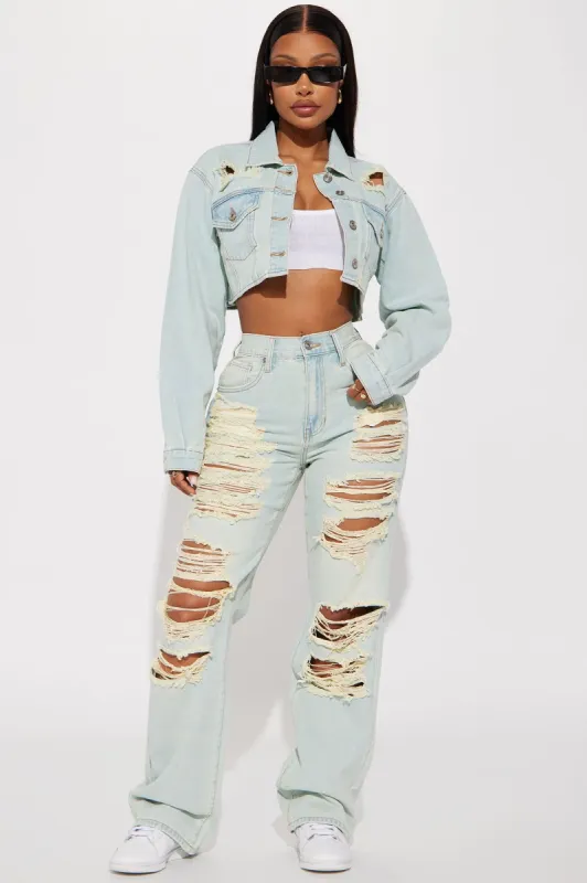 Rhea Ripped Straight Leg Jeans - Light Wash sold by Fashion Nova