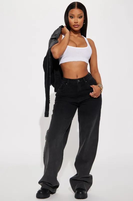 Onyx Ombre Non Stretch Straight Leg - Black Wash sold by Fashion Nova