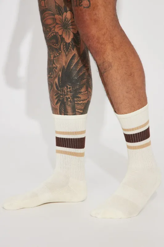 No Letting Go Stripe Socks - Brown sold by Fashion Nova