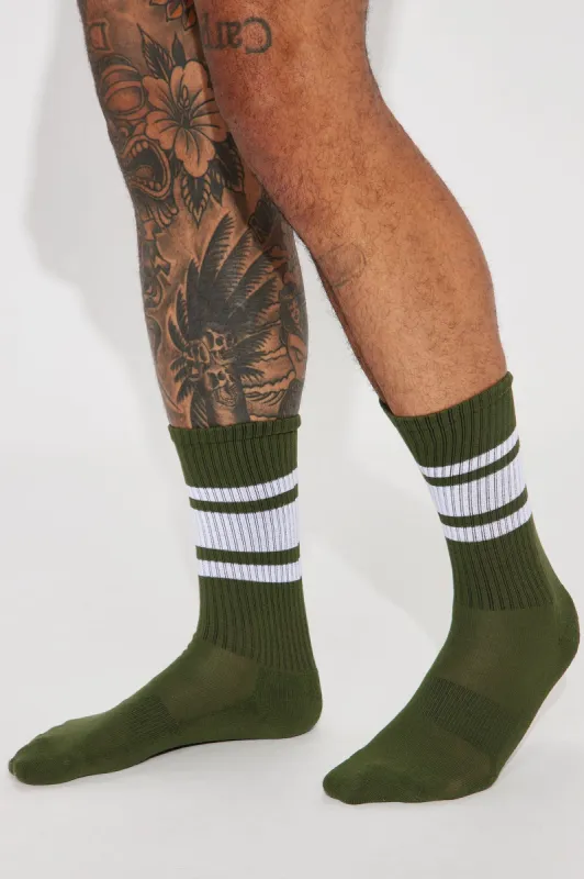 No Letting Go Stripe Socks - Green sold by Fashion Nova