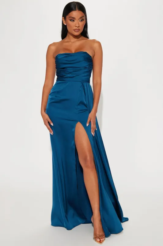 Valerie Satin Maxi Dress - Navy sold by Fashion Nova