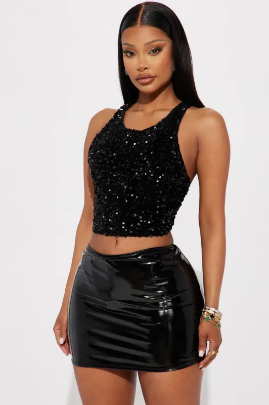Amore Sequin Top - Black sold by Fashion Nova