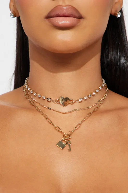 Cherish Me 3 Piece Choker Set - Gold sold by Fashion Nova