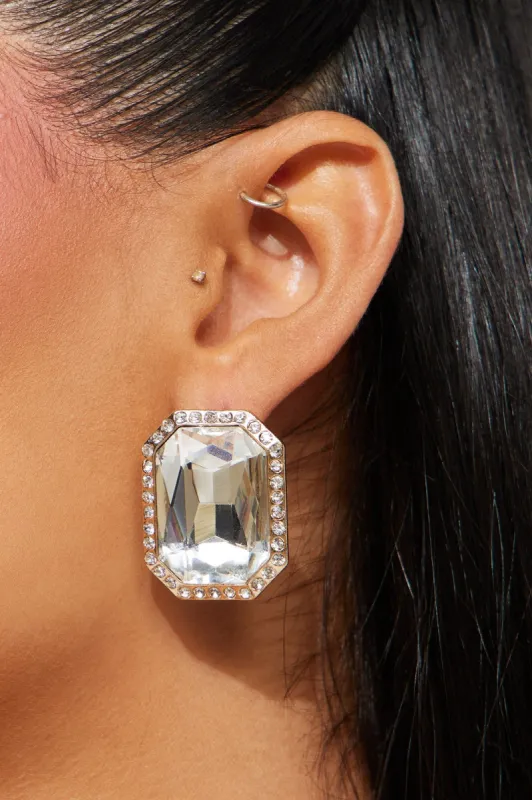 The Little Things Rhinestone Earrings - Gold/Clear made by Fashion Nova