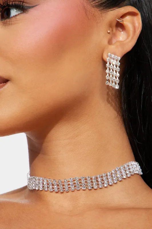 Class Is Timeless Necklace And Earring Set - Silver sold by Fashion Nova