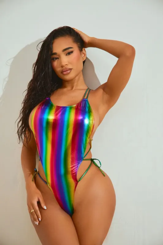 Steph Thong 1 Piece Swimsuit - Green/combo sold by Fashion Nova