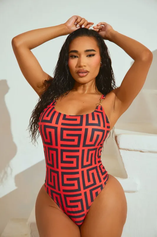 Karoline 1 Piece Swimsuit - Red/Black sold by Fashion Nova