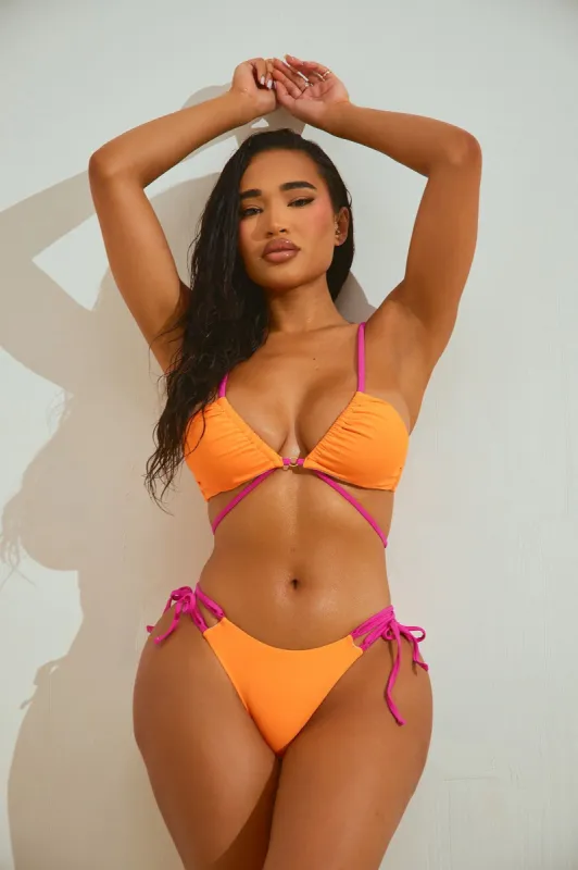 Mallory Invisible Underwire Bandeau 2 Piece Bikini - Orange/combo sold by Fashion Nova