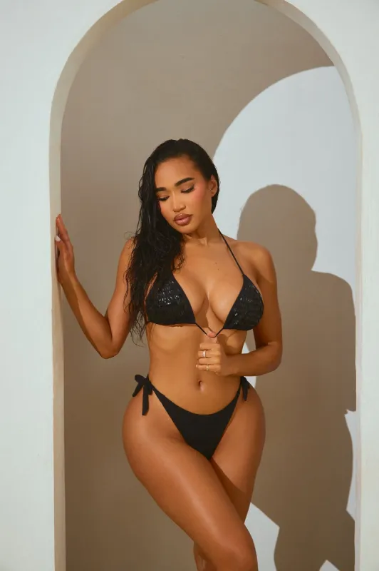 Iridescent Shells Sequin 2 Piece Bikini - Black sold by Fashion Nova