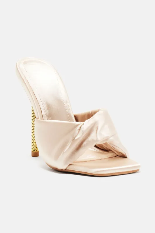 Quin Satin Stiletto Mules - Off White sold by Fashion Nova
