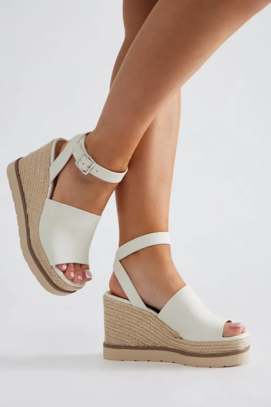Just Being Me Wedges - Off White sold by Fashion Nova