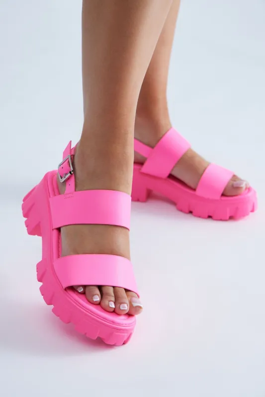 Just A Glance Platform Sandals - Hot Pink sold by Fashion Nova