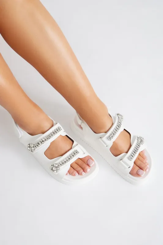 Averie Flat Sandals - White sold by Fashion Nova