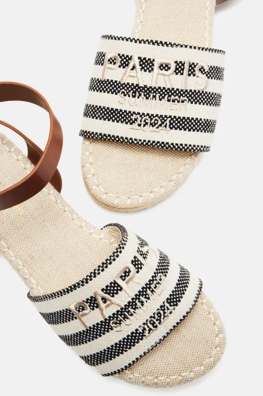 Stayin' Close Flat Sandals - Black/combo sold by Fashion Nova