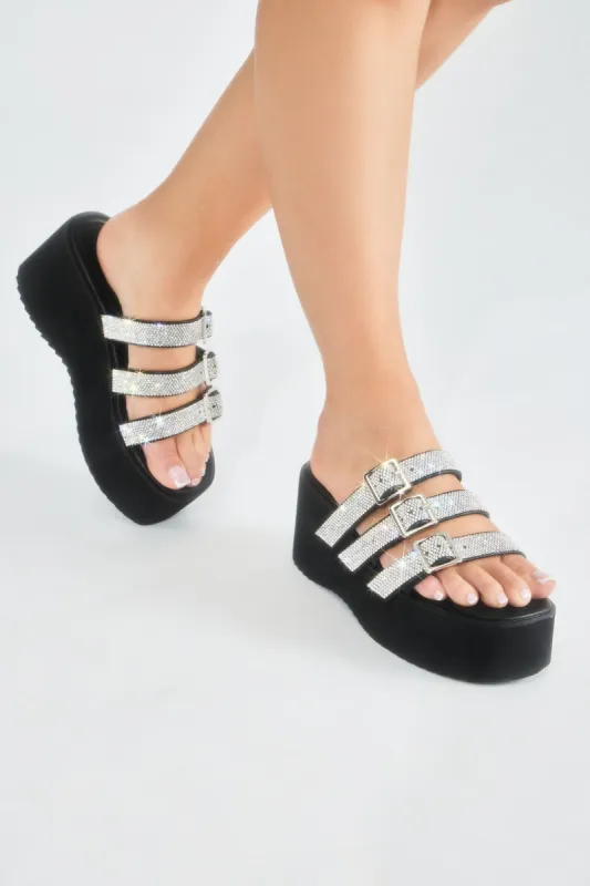 Make It Bling Platform Wedges - Silver sold by Fashion Nova