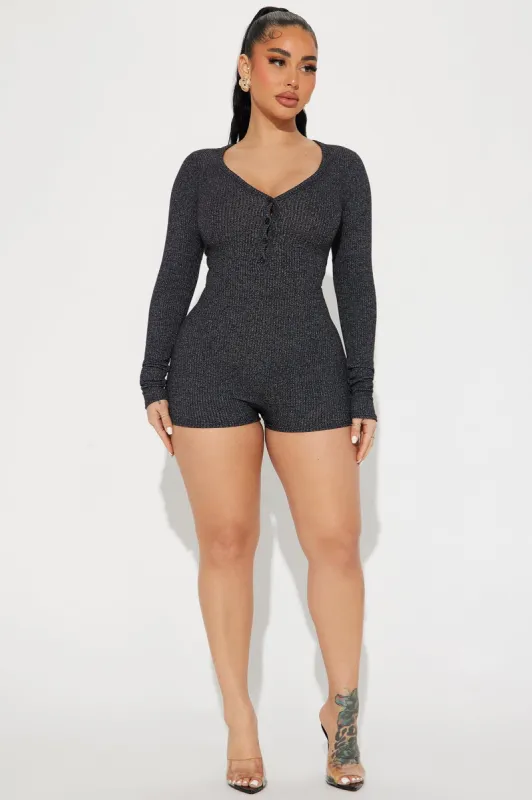 Up Till' Dawn Romper - Black sold by Fashion Nova