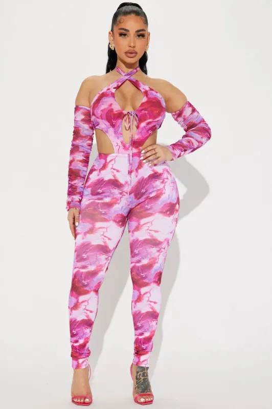 Anikka Jumpsuit - Fuchsia/combo sold by Fashion Nova