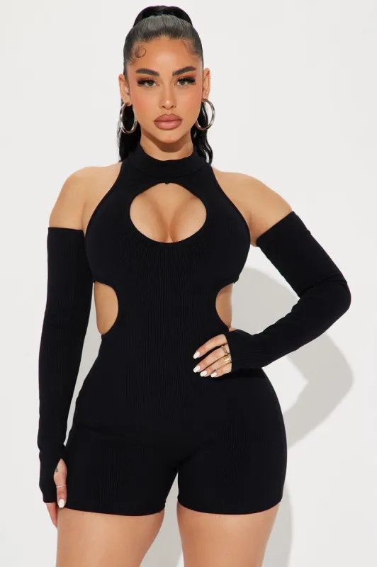 Nia Snatched Romper - Black sold by Fashion Nova