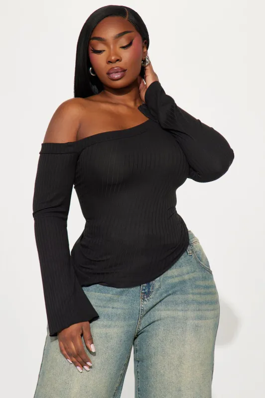 Too Good One Shoulder Top - Black sold by Fashion Nova