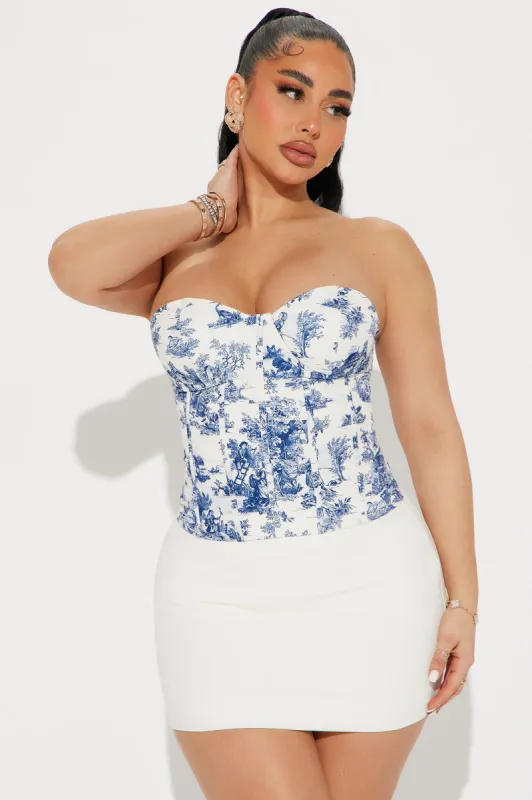 Good Times Corset Top - Blue/combo sold by Fashion Nova