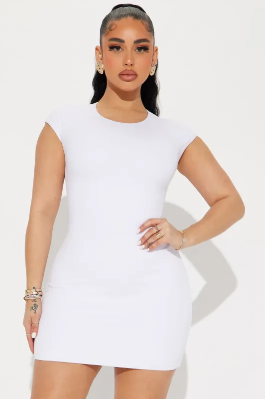 Rachel Double Lined Mini Dress - White sold by Fashion Nova