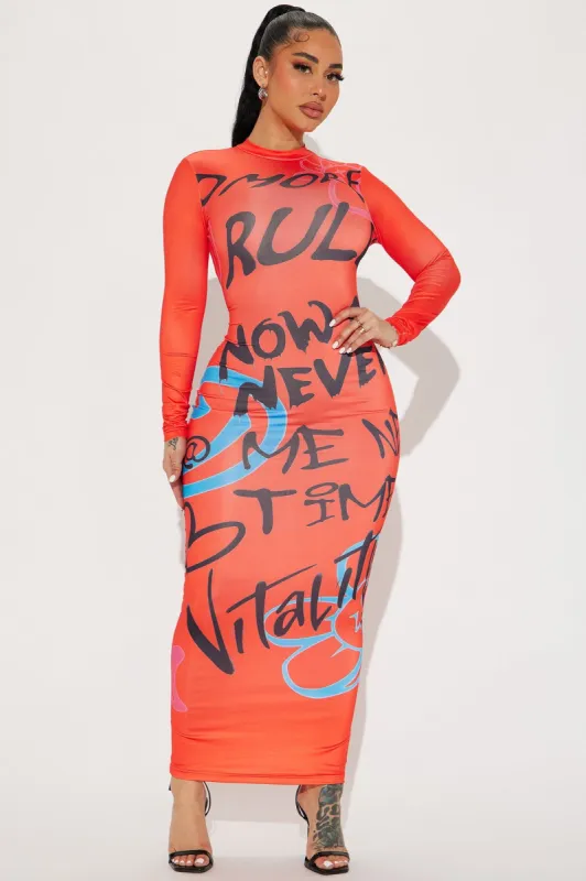 Now Or Never Maxi Dress - Red/combo sold by Fashion Nova