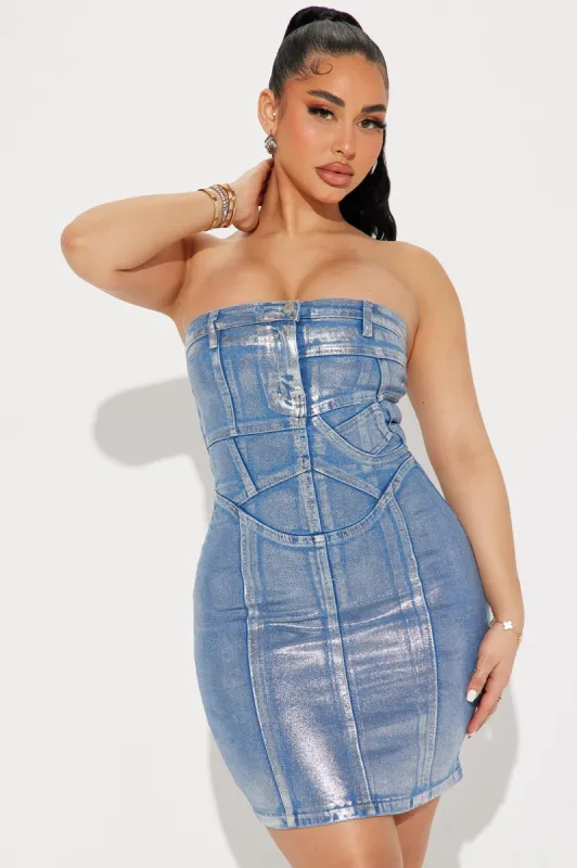 Darcy Denim Mini Dress - Medium Wash sold by Fashion Nova
