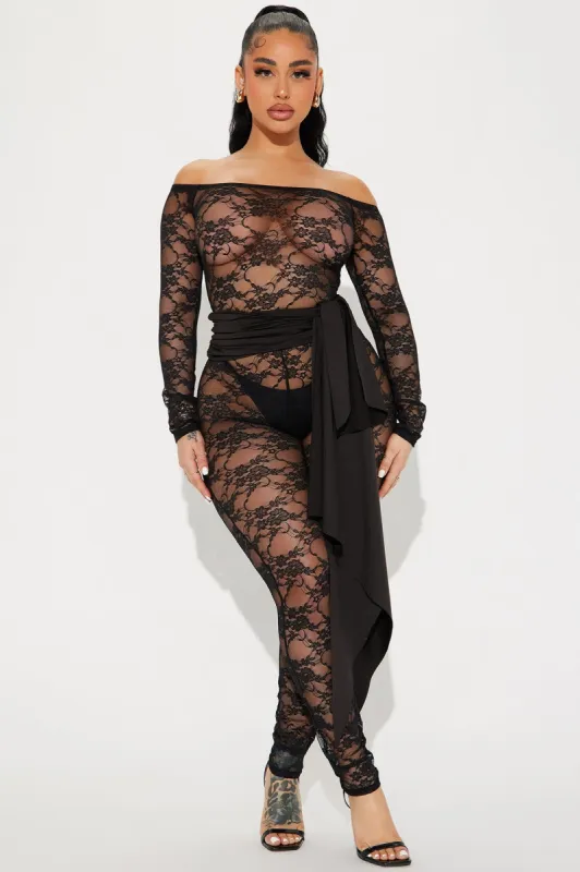 Unforgettable Nights Lace Jumpsuit  - Black sold by Fashion Nova