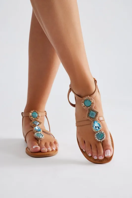 Always Adored Flat Sandals - Tan sold by Fashion Nova