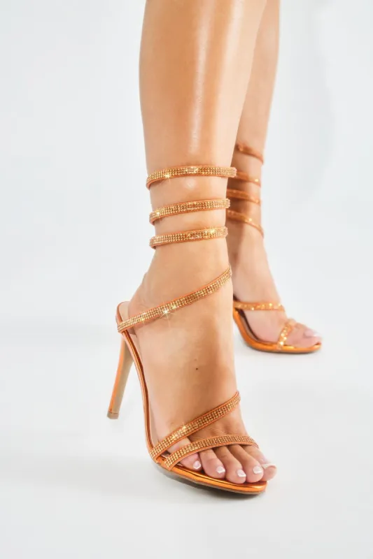 Need To Know Wrap Up Heeled Sandals - Orange sold by Fashion Nova