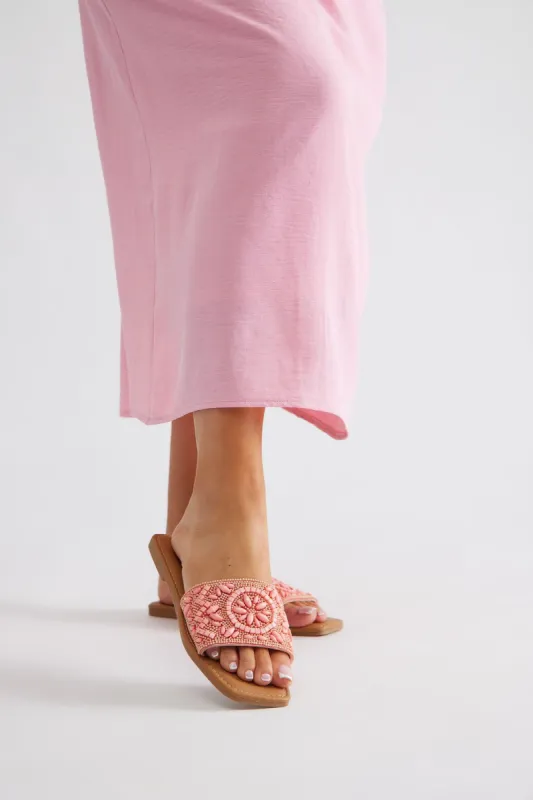 Vacation Vibes Beaded Sandals - Pink sold by Fashion Nova