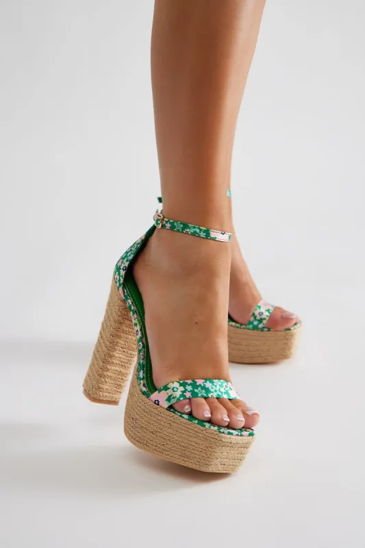 Clocked Out Heeled Sandals - Green sold by Fashion Nova