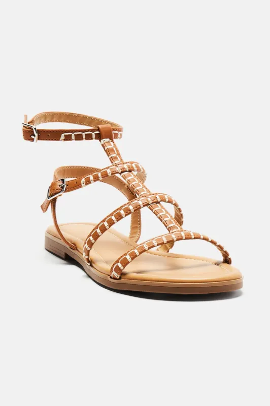 Replacing You Flat Sandals - Tan sold by Fashion Nova