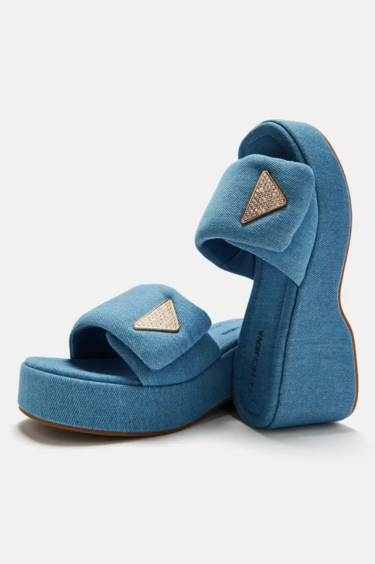 Ain't It Fun Wedges - Denim sold by Fashion Nova