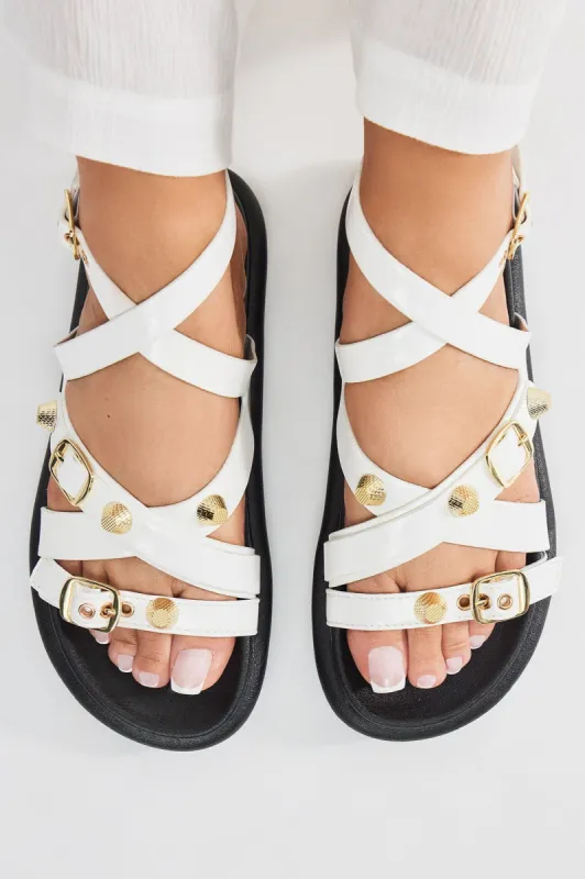 Forget The Rest Flat Sandals - White sold by Fashion Nova