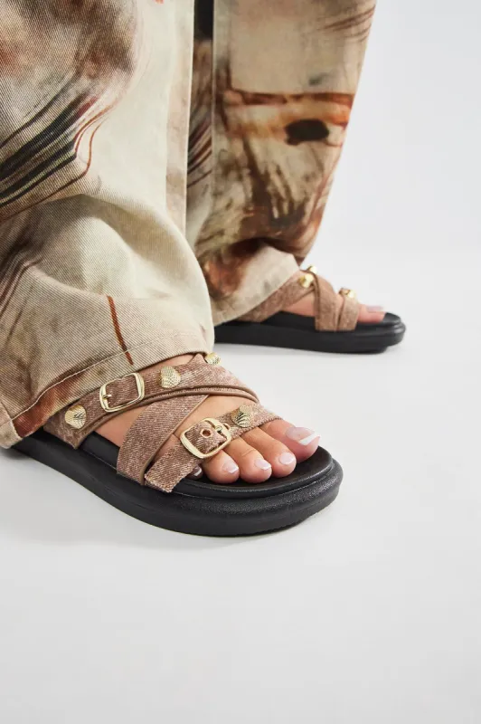 Forget The Rest Flat Sandals - Brown sold by Fashion Nova